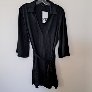 Zara Black Satin Tunic